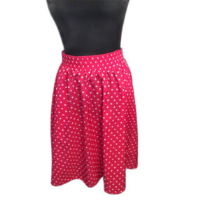 Pink Polka Dot Skirt `Pocket Size Medium M Vintage Elastic Waist